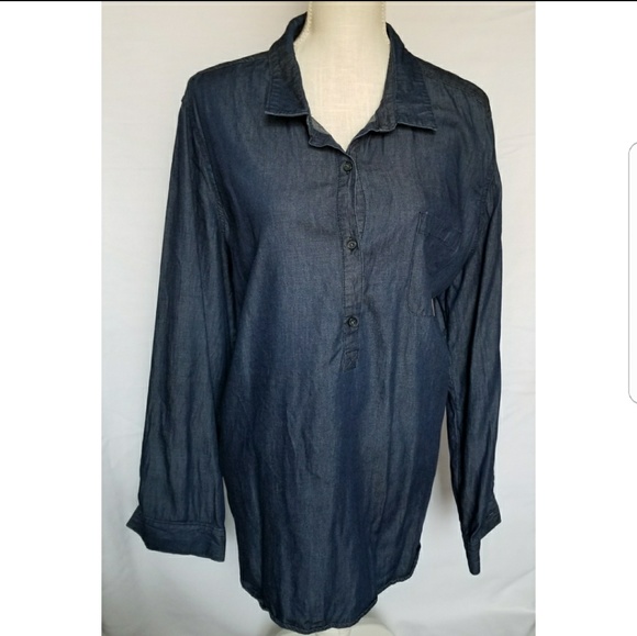 Old Navy Tops - Women's Chambray Shirt Long Sleeve XXL Dark